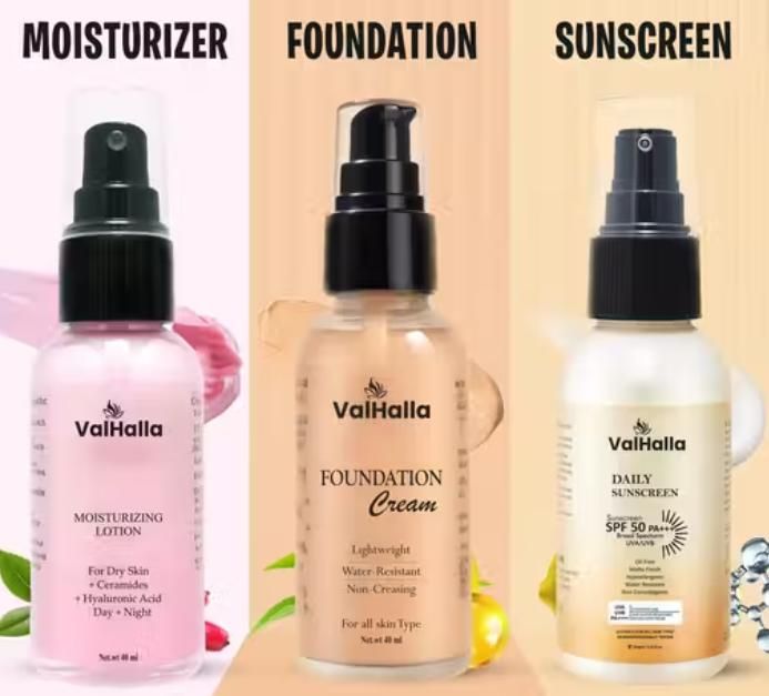 Combo of Moisturizer Lotion Foundation Cream and Sunscreen (Pack of 3 Product)